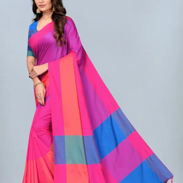 Women's Soft Silk Uppada Woven Pink Saree
