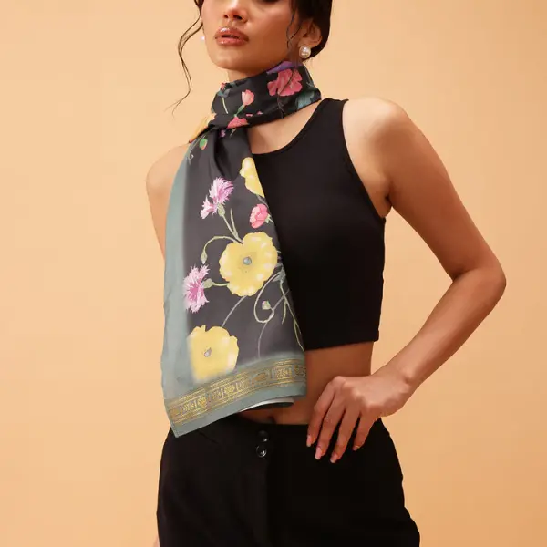 Women's Floral Printed Silk Scarf